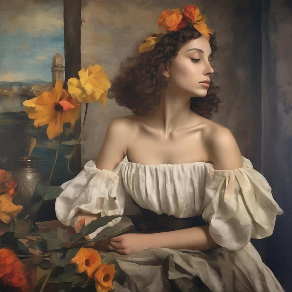 Μεταμοντερνισμός και Ταραχές Στην Ιμπρεσιονιστική Ζωγραφική γυναίκα με λουλούδια, ανανέωση, τέχνη και εξέλιξη.