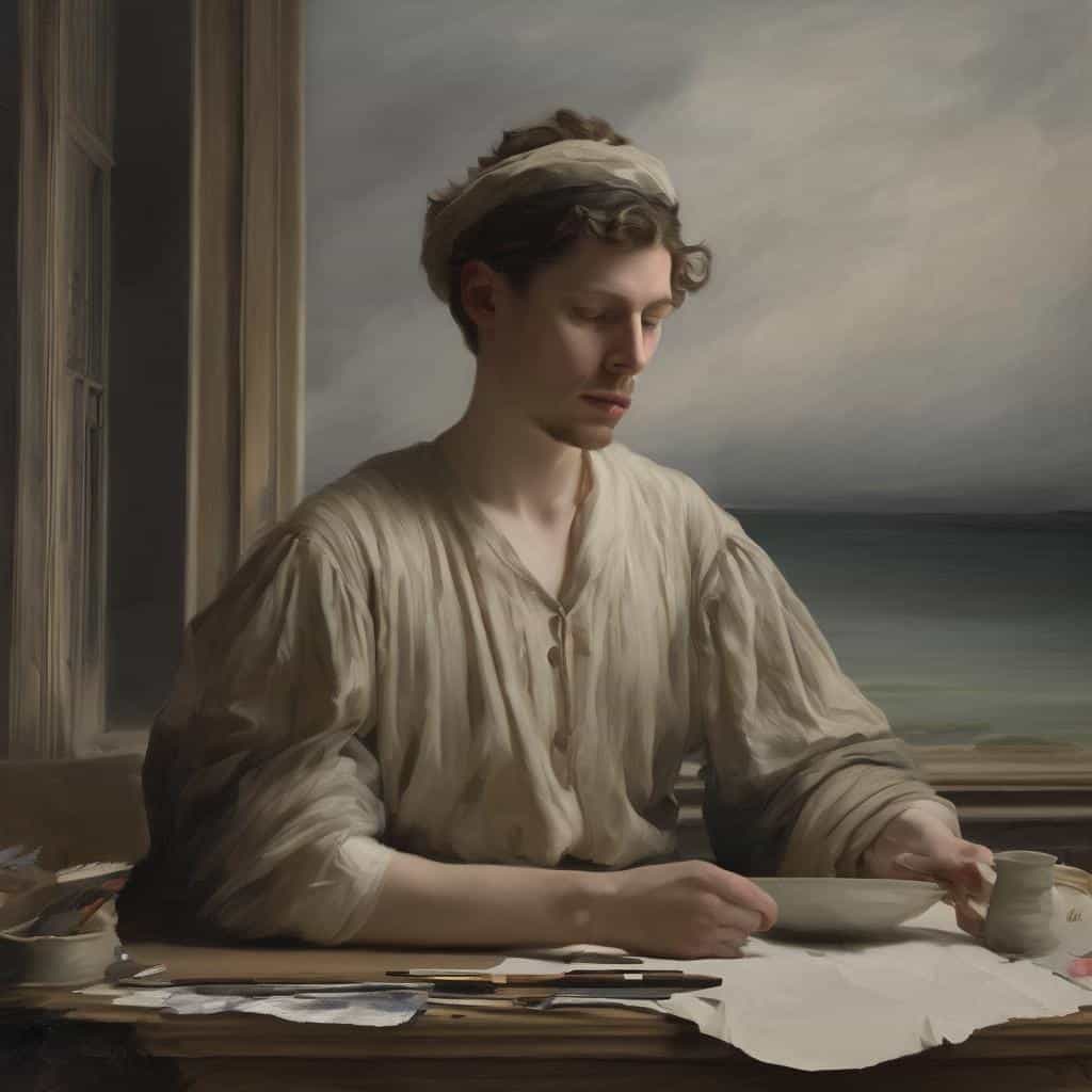 Καλλιτέχνης ασπρόμαυρη ιμπρεσιονιστική ζωγραφική, εξέλιξη στην τεχνική και το ύφος.